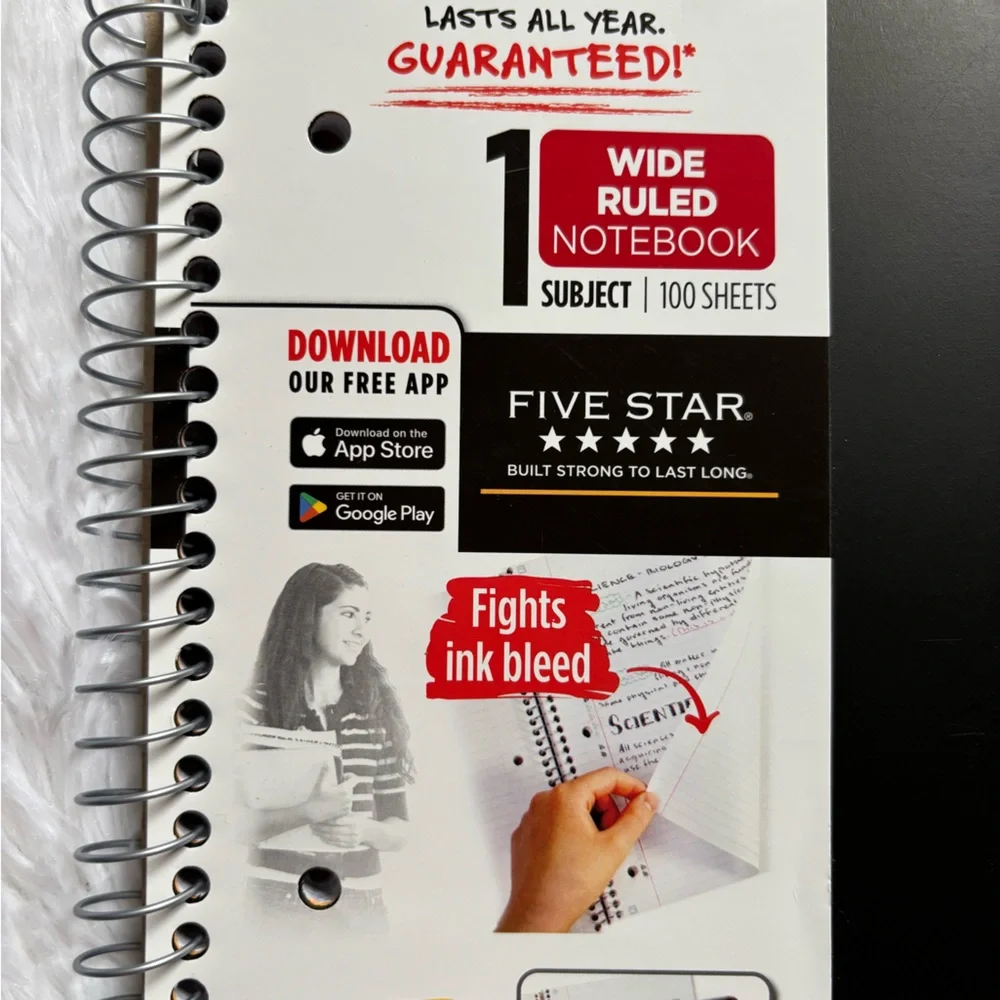 Five Star Wide Ruled 1‎ Subject Notebooks Set of 2